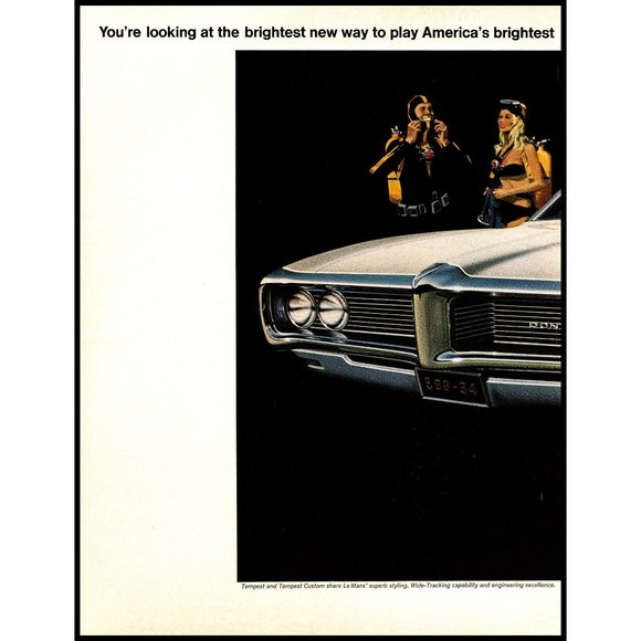 1968 Pontiac LeMans Coupe 2 Page Vintage Print Ad Scuba Diving Black Bikini Art - Picture 2 of 3